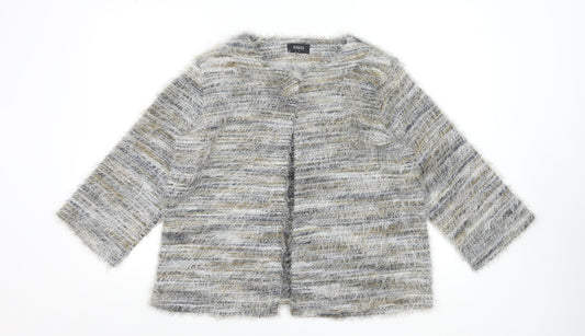 Klass Womens Grey Beige Multicoloured Open Knit Cardigan M