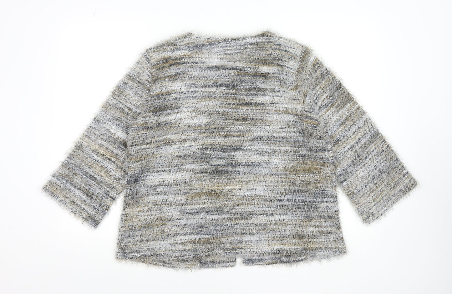 Klass Womens Grey Beige Multicoloured Open Knit Cardigan M