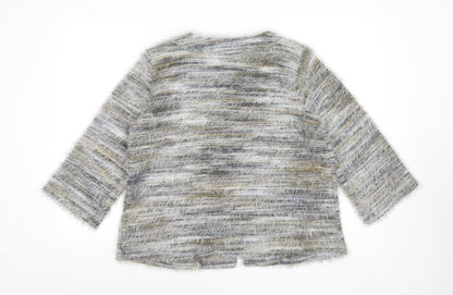 Klass Womens Grey Beige Multicoloured Open Knit Cardigan M