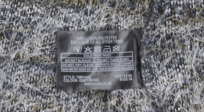 Klass Womens Grey Beige Multicoloured Open Knit Cardigan M