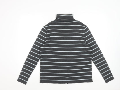 Penny Plain Womens Grey Striped Roll Neck Knit Top Size 18