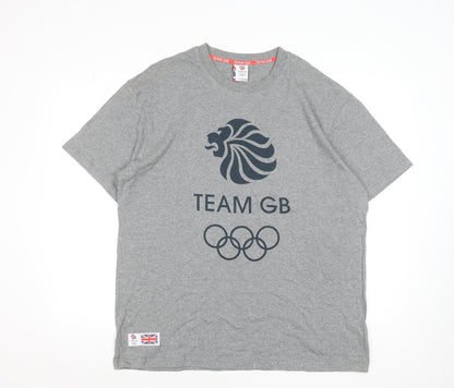 Team GB Official Men's Grey Olympic Logo Cotton T-Shirt XL