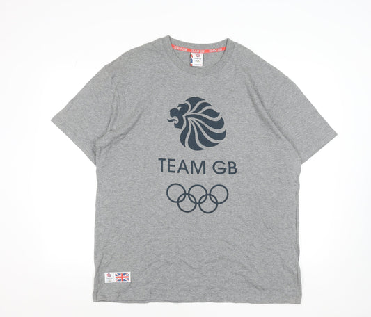 Team GB Official Men's Grey Olympic Logo Cotton T-Shirt XL