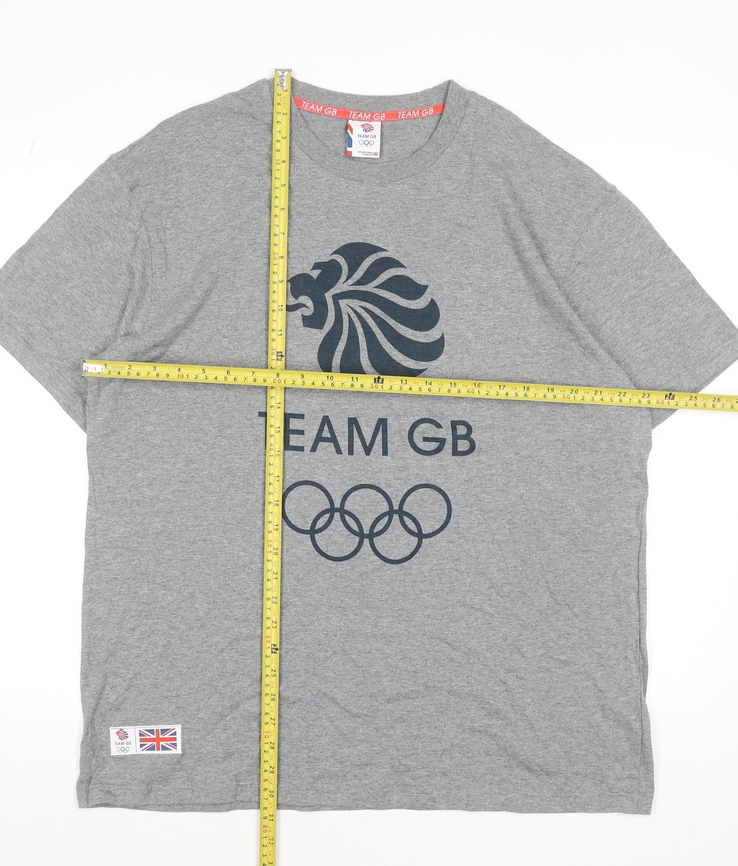 Team GB Official Men's Grey Olympic Logo Cotton T-Shirt XL