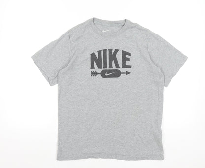 Nike Men's Grey Graphic Short Sleeve Cotton T-Shirt Size L