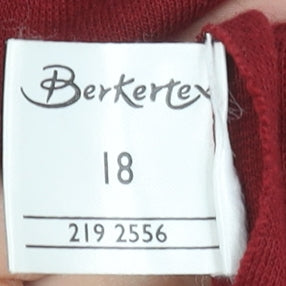 Berkertex Women Red Check Shift Dress Size 18 Long Sleeve Vintage Style