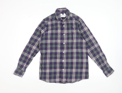 Topman Men's Purple Plaid Flannel Button-Up Shirt Size S Regular Fit