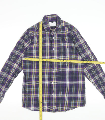 Topman Men's Purple Plaid Flannel Button-Up Shirt Size S Regular Fit