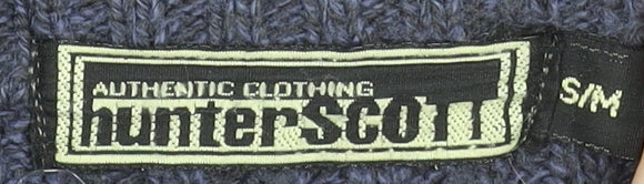 Hunter Scott Men’s Blue Ribbed Crew Neck Wool Blend Jumper Size S