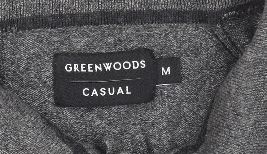 Greenwoods Men’s Grey Cotton Long Sleeve Polo Shirt Size M