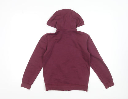 Adidas Boys Burgundy Full Zip Hoodie 9-10 Years Classic Hooded Sweatshirt