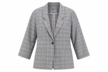 Monki Women’s Grey Check Blazer Jacket Size S Relaxed Fit