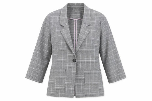 Monki Women’s Grey Check Blazer Jacket Size S Relaxed Fit