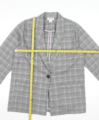 Monki Women’s Grey Check Blazer Jacket Size S Relaxed Fit