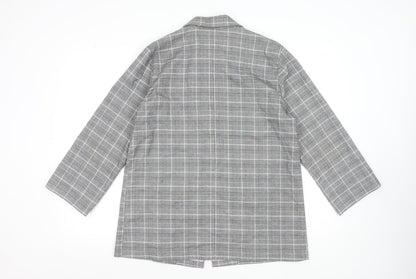 Monki Women’s Grey Check Blazer Jacket Size S Relaxed Fit