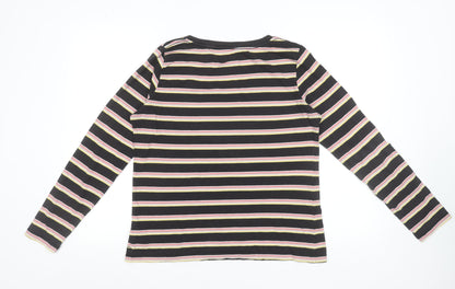 FatFace Womens Multicoloured Striped Long Sleeve Cotton Scoop Neck Top - Size L