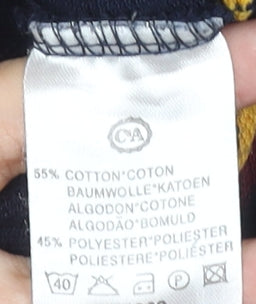 Canda Men's Multicoloured Striped Long Sleeve Polo Shirt XL Cotton Blend