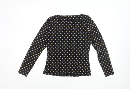Boden Women’s Black Floral Jersey Cowl Neck Long Sleeve Blouse UK 12