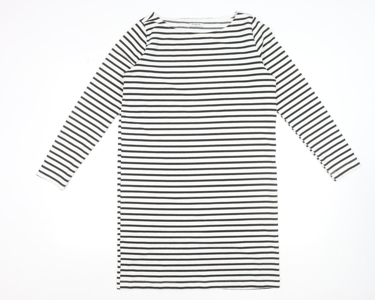 Pieces Women’s Black White Striped T-Shirt Dress Size M