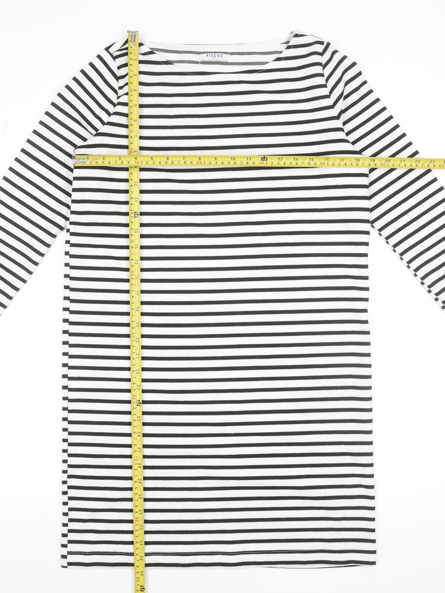 Pieces Women’s Black White Striped T-Shirt Dress Size M