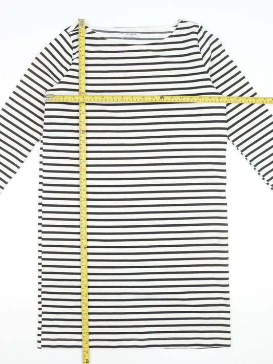 Pieces Women’s Black White Striped T-Shirt Dress Size M