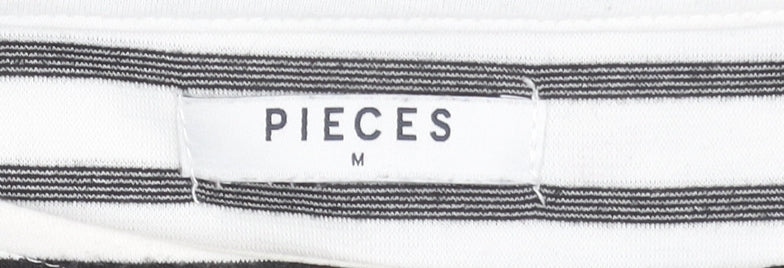 Pieces Women’s Black White Striped T-Shirt Dress Size M