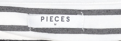 Pieces Women’s Black White Striped T-Shirt Dress Size M