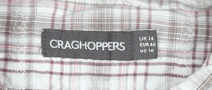 Craghoppers Women's Beige Check Cotton Long Sleeve Shirt UK14