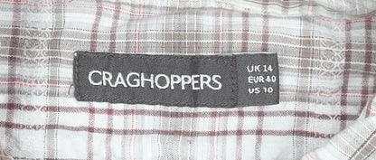Craghoppers Women's Beige Check Cotton Long Sleeve Shirt UK14