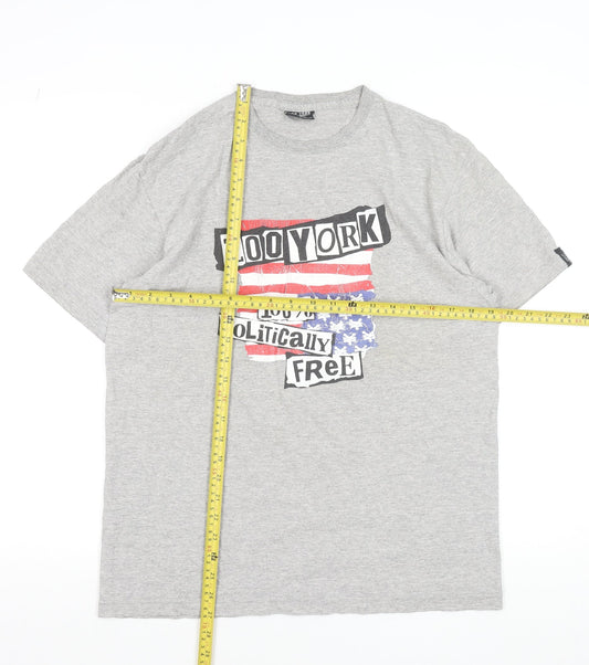 Zoo York Men's Grey Graphic T-Shirt M Politically Free Crew Neck