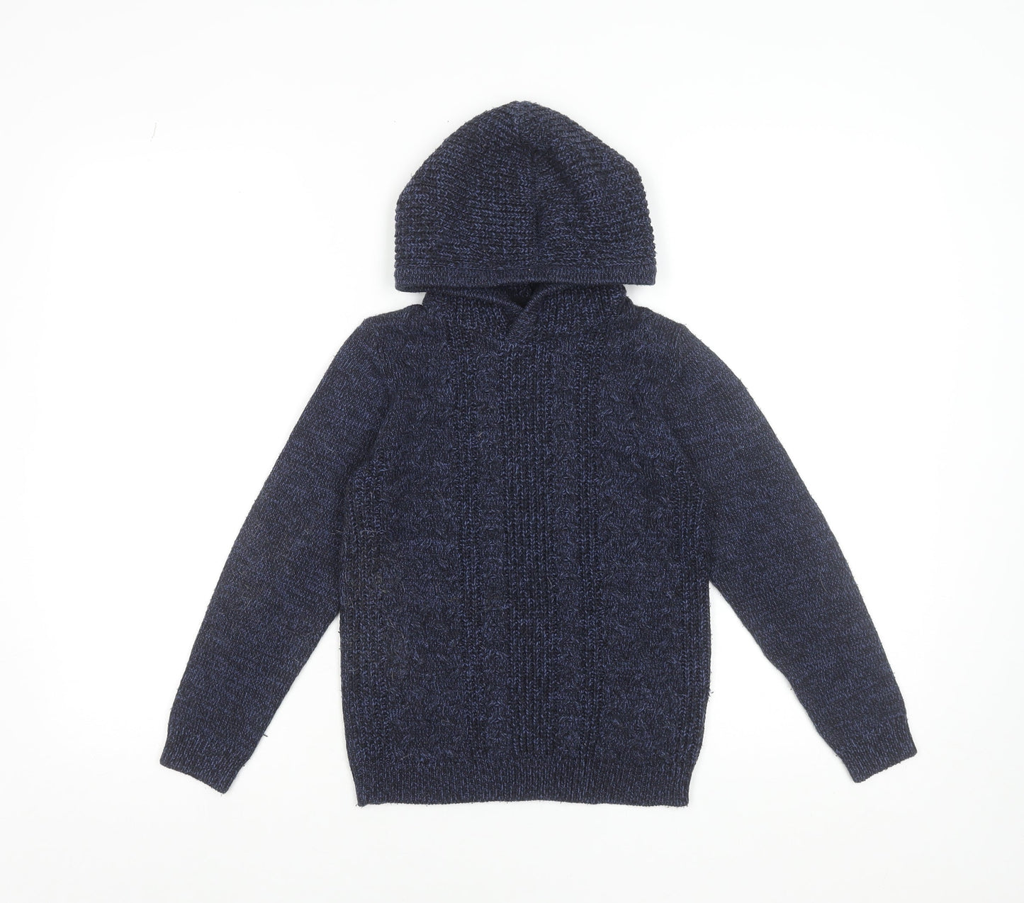 Threadboys Boys Navy Blue 7-8 Years Knitted Pullover Hoodie