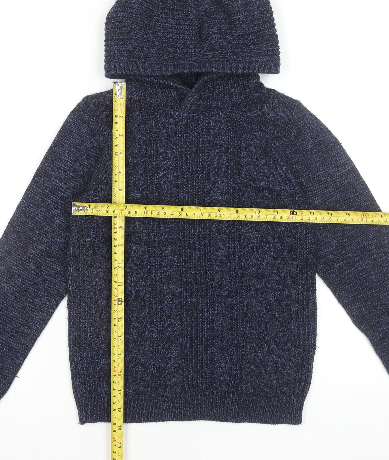 Threadboys Boys Navy Blue 7-8 Years Knitted Pullover Hoodie