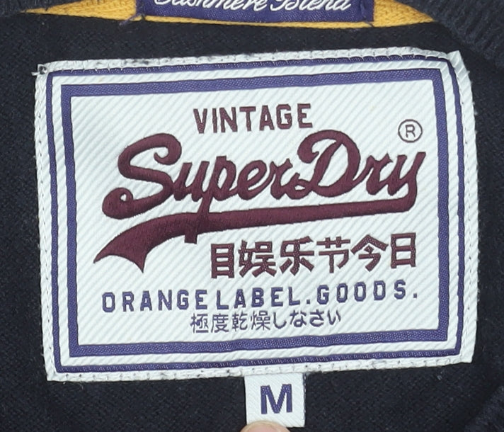 Superdry Men's Black Cotton Cashmere Crew Neck Medium Jumper