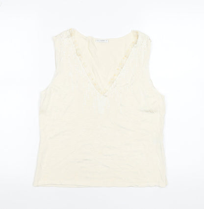 Womens UK Size L Planet Ivory Basic Tank