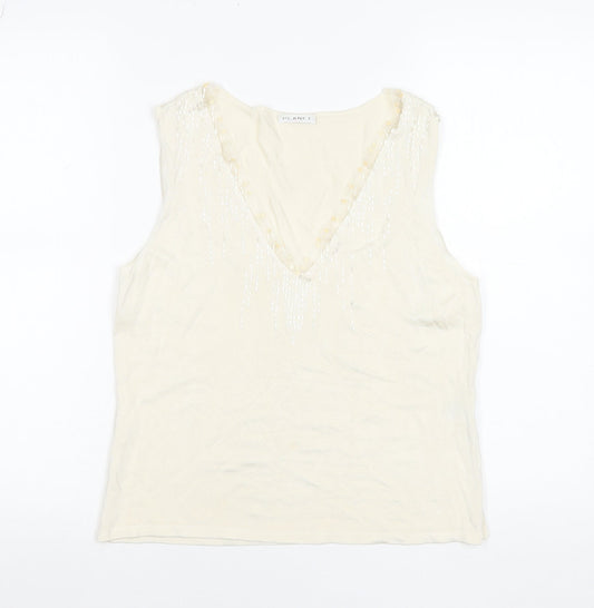 Womens UK Size L Planet Ivory Basic Tank
