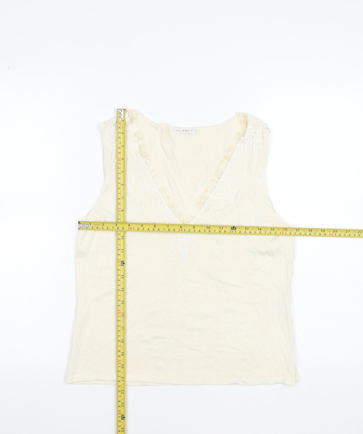 Womens UK Size L Planet Ivory Basic Tank