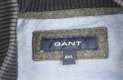 GANT Men Purple Black Striped 2XL Henley Mock Neck Jumper