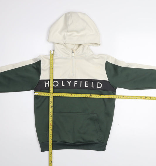 Holyfield Boys Green & Cream Pullover Hoodie Size 10-12 Years Colourblock
