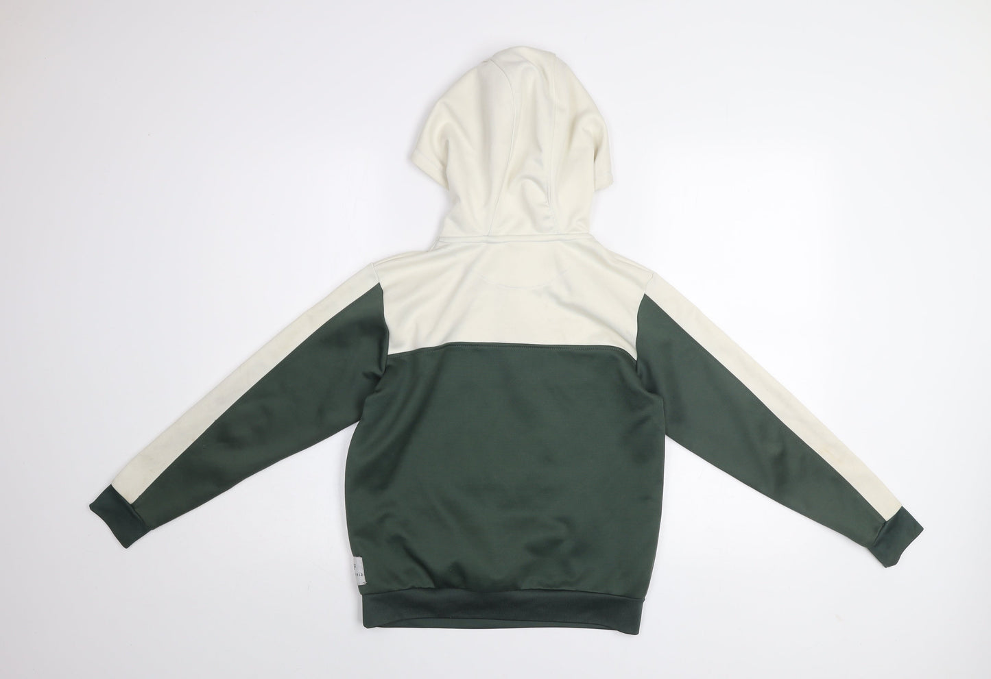 Holyfield Boys Green & Cream Pullover Hoodie Size 10-12 Years Colourblock