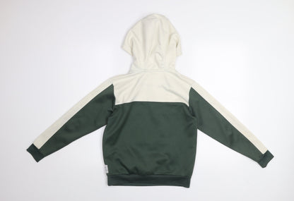 Holyfield Boys Green & Cream Pullover Hoodie Size 10-12 Years Colourblock