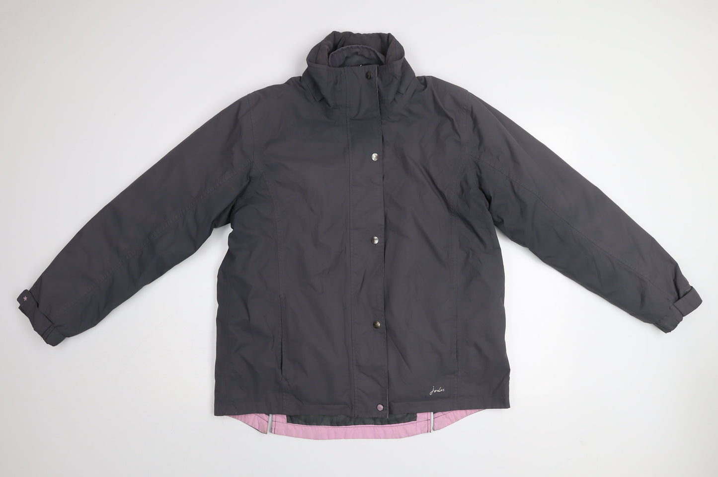 Joules Womens Grey Waterproof Mid-Length Rain Coat Jacket UK 14