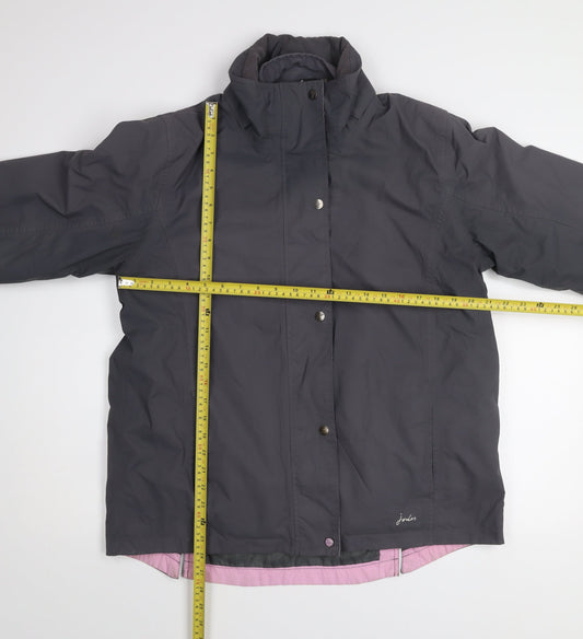 Joules Womens Grey Waterproof Mid-Length Rain Coat Jacket UK 14