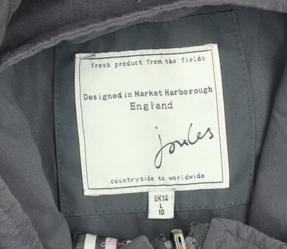 Joules Womens Grey Waterproof Mid-Length Rain Coat Jacket UK 14