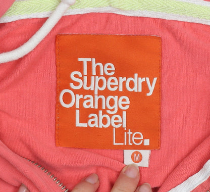 Superdry Orange Label Lite Coral Pink Full Zip Hoodie Women M