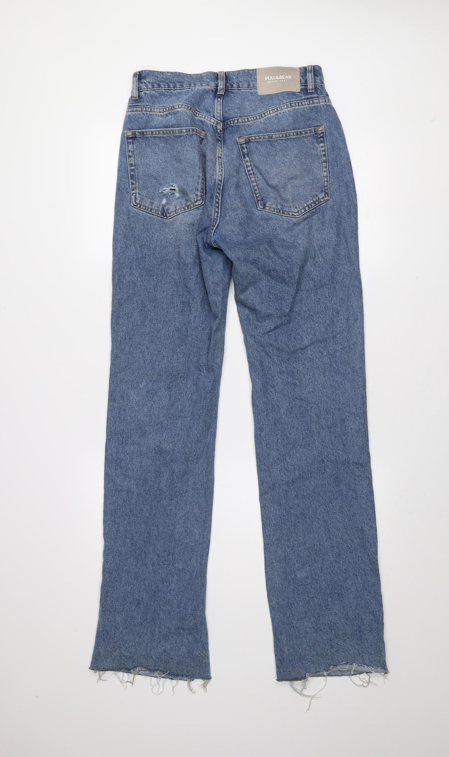 Pull&Bear Women's Blue Distressed Straight Leg Jeans Size 10