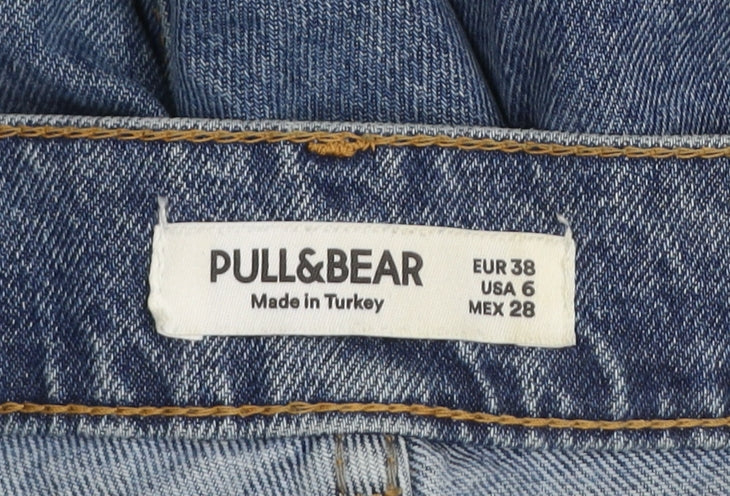 Pull&Bear Women's Blue Distressed Straight Leg Jeans Size 10