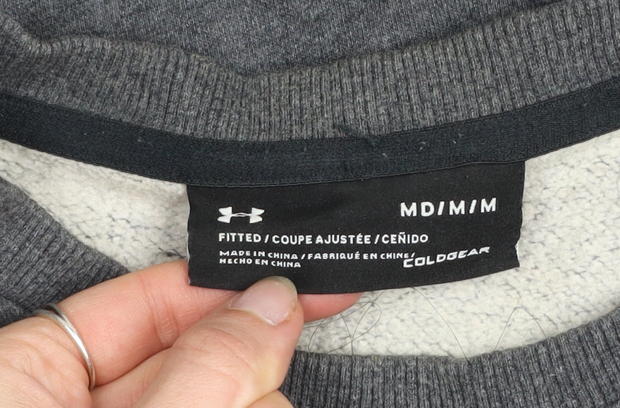 Under Armour Men’s Grey ColdGear Fleece Pullover Sweatshirt M