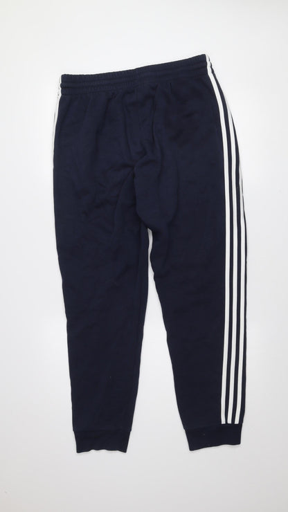 Adidas Men's Blue Jogger Trousers L Regular Fit Side Stripe Activewear