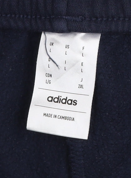 Adidas Men's Blue Jogger Trousers L Regular Fit Side Stripe Activewear