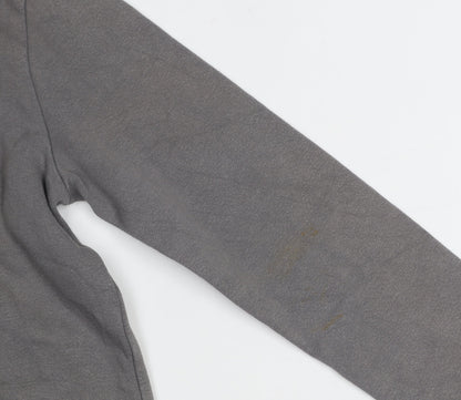 Adidas Boys Grey Pullover Hoodie 12 Years Cotton Blend Logo Casual